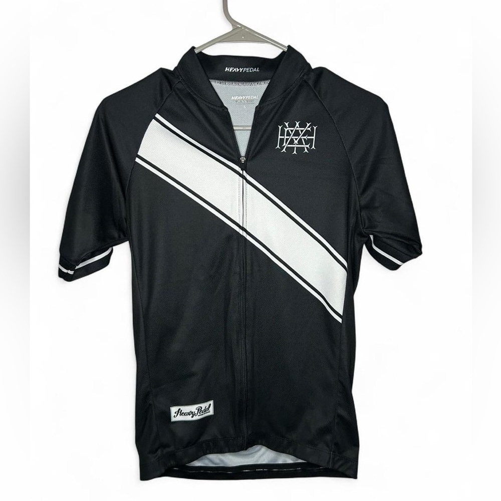 Heavy Pedal Kids Large Black and White Cycling Jersey